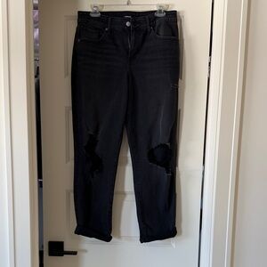 Express Black Distressed Boyfriend Jeans